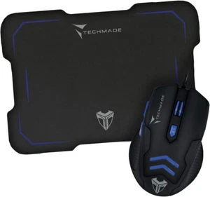 Set Mouse USB con Mousepad Techmade TM-M016 – Gaming, LED Blu, Ergonomico - Foto 1 di 4