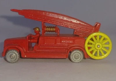 Vintage Matchbox Lesney 9 Dennis Fire Truck W/Grey Wheels - Image 1 of 4