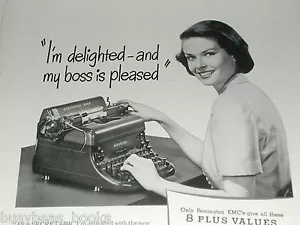 1948 Remington Rand Typewriter advertisement with cute secretary please the boss - Foto 1 di 3