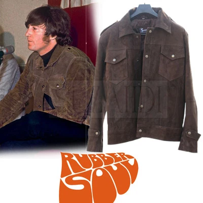 Beatles John Lennon Rubber Soul Inspired Brown Suede Leather Jacket by Suzahdi - Image 1 of 4