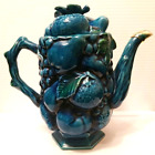 Vintage Inarco Mood Indigo Blue Embossed Fruit 7.5" Coffee/Tea Pot Japan retired