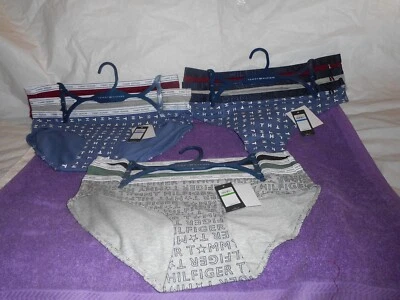 3 件装 Tommy Hilfer Star/Sage & Bloc/Demin 比基尼 3 件装内裤大号和 XL — 第 1/4 张图片