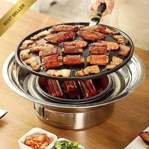 Portable Stainless Steel Non-Stick Korean Charcoal Grill Multifunctional Grate - Picture 1 of 12
