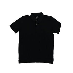 John Ashford Men's Polo Shirt Pique Mesh Collared Casual Top Solid Black S New