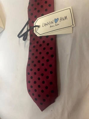 ¡NUEVO CON ETIQUETAS! Corbata delgada Lanvin Paris roja con lunares negros 2,75 X 58 Foto 1 de 4