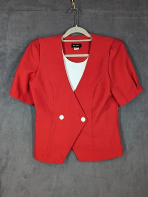Vintage 80s Red Blazer Women's Size 10 Career Removable Dickie - Image 1 of 4