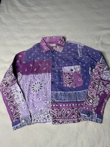 Kapital Patchwork mehrfarbige leichte Jacke Knopfleiste Schnalle hinten Gr. 4 Medium/L B5 - Bild 1 von 9