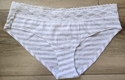 Трусики хипстерские хипстерские Victoria's Secret в полоску хлопчатобумажные кружевные с заниженной талией L - Изображение 1 из 3