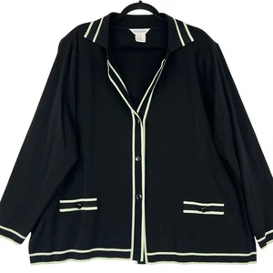 Misook Strickjacke Plus 3X schwarz mintgrün Cardigan Büro Klassiker  - Bild 1 von 9