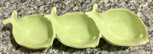 VIETRI Pesce Green Fish Shape 3-part Relish Condiment Dish Cucina Fresca - Picture 1 of 7