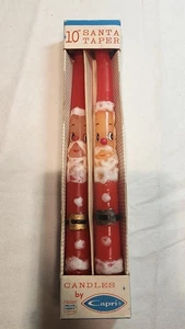 Vintage Capri Santa 10" Taper Candle Pair In Box Japan MCM Christmas Decor - Picture 1 of 10