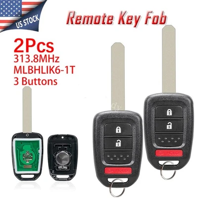 2 Llavero remoto de entrada sin llave 3 botones para Honda Crosstour CR-V Fit MLBHLIK6-1T Foto 1 de 4