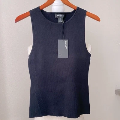 Camiseta sin mangas Bailey 44 negra acanalada elástica sin mangas ajustada básica talla grande nueva con etiquetas Foto 1 de 4