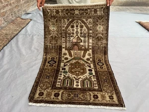 2'3x3'7 Vintage Afghan Baluchi Hand-Knotted Wool Rug, Rare Tribal Geometric Rug - Picture 1 of 9