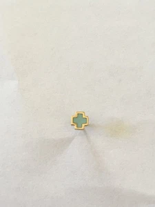 Evil Eye 14k Yellow Gold solid Earrings Cross 60mm from Greece "mataki" blue - Picture 1 of 2