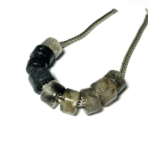 9 Pc Natural Black Rutile Gemstone Tourmaline Big Hole Beads Large Beads 12x8mm - Picture 1 of 4