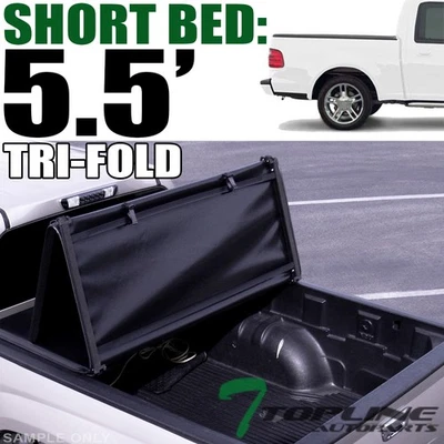 Topline For 2001-2003 Ford F150 5.5' Short Bed Tri Fold Soft VInyl Tonneau Cover Foto 1 de 4