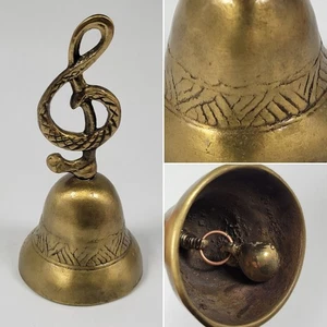 VTG Solid Brass Bell Treble Clef Music Theme 3.75" Ornate Decorative - Picture 1 of 10