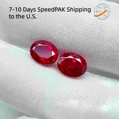 Pigeon Blood Red Oval Lab Grown Ruby AGL Certificate for DIY Jewelry Making - Image 1 of 4
