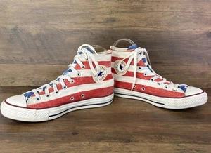 Vintage Converse All Star Flag Made in the USA Canvas Sneaker High Top M7/W9 - Picture 1 of 12