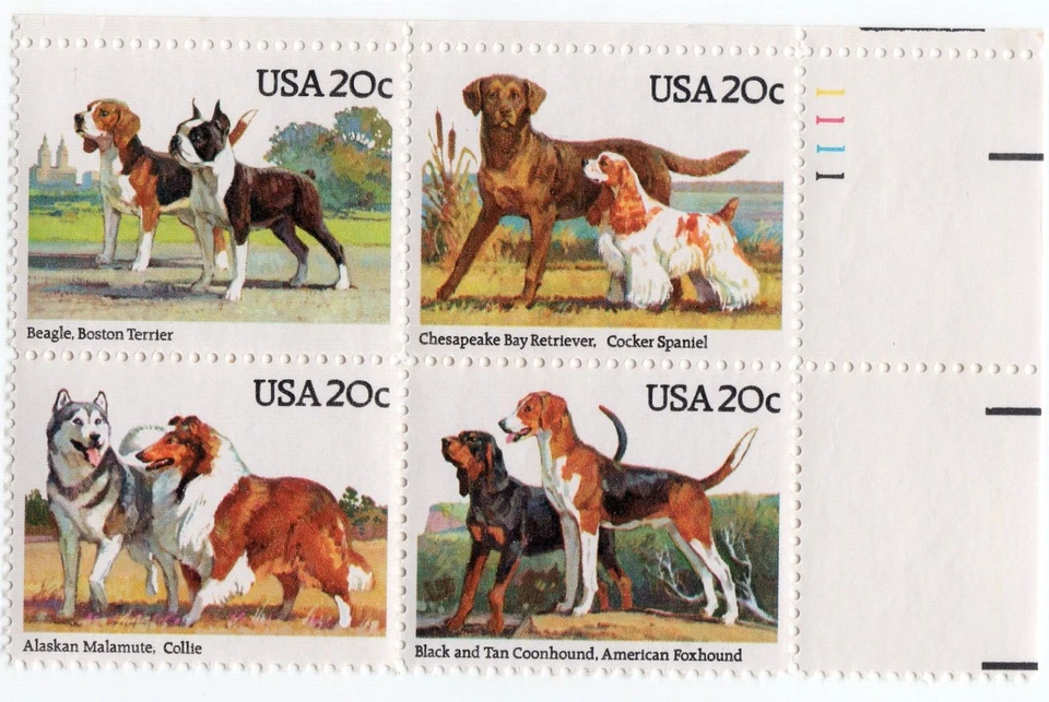 Scott #2101a (2098-2101) Dogs (Retrievers) Plate Block of 4 Stamps - MNH UR - Image 1 of 1