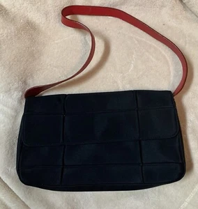 Vintage Americana by Sharif schwarz Nylon Block Handtasche mit rotem Lederriemen - Bild 1 von 14