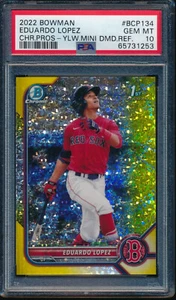 PSA 10 EDUARDO PEREZ 2022 Bowman Chrome YELLOW DIAMOND REFRACTOR /75 RC GEM MINT - Picture 1 of 2