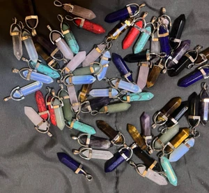 60 Pieces Hexagonal Chakra Pendant Bullet Crystal Pendant Gemstone Pointed Quart - Picture 1 of 1
