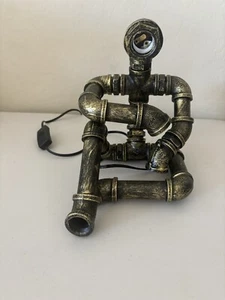 Retro Robot Water Pipe Desk Light Steampunk Industrial Vintage Table Lamp Gift - Picture 1 of 10