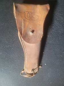 US WWII Military Leather Belt Gun Holster - No Marking Other Than US - Picture 1 of 3