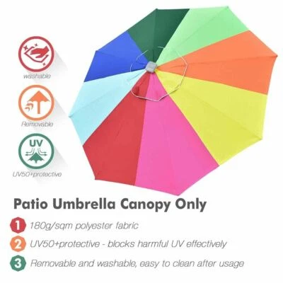 Cubierta de paraguas de 8 pies/9 pies/10 pies/13 pies de repuesto para sombrilla 8 costillas Foto 1 de 4