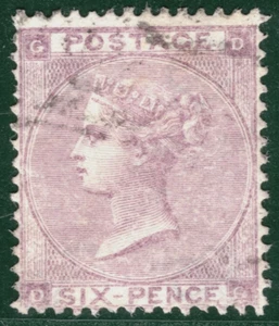 GB QV Stamp SG.84 6d Lilac (Plate 3) (1862) CLEAR PROFILE Used Cat £140- YOR101 - Picture 1 of 6