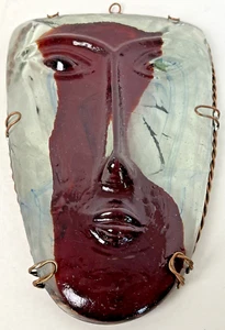 Rodolfo Lio Jaramillo Face Sculpture Art Glass Custom Copper Frame for Hanging - Picture 1 of 9