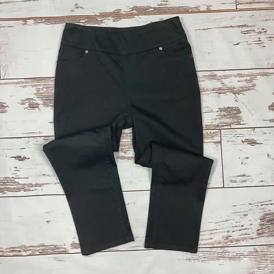 Pantalones cortos Lisa Rinna elásticos de sarga talla XS Capri negros elásticos A292264 Foto 1 de 4