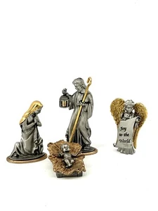 Kathedrale Kunst Zinn & vergoldet Italien Doug Corsini 3 Stück Krippe und Camco Engel - Bild 1 von 15