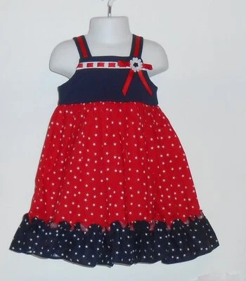 Vestido Good Lad Girls cintura imperio volantes dobladillo rojo blanco y azul dos (2) nuevo con etiquetas Foto 1 de 2