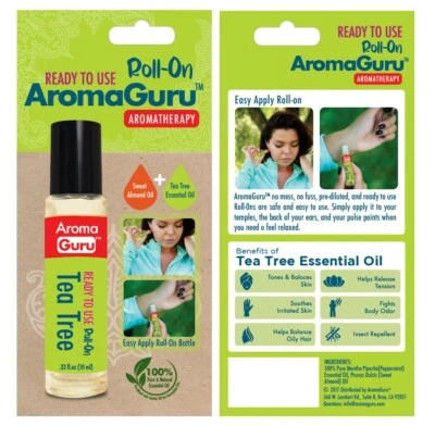 Guru Nanda Tea Tree Roll On Aroma - 100% Pure & Natural Essential Oil