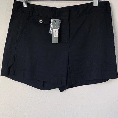Theory Trudie хруст черный льняной смеси шорты размер 8 новый с Ярлыками B-M - Изображение 1 из 3