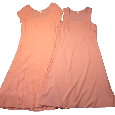 Vestido J Jill 2 Piezas En Capas Mujer 12 Salmón Lino Midi Cuello Redondo Playa Boho Foto 1 de 4