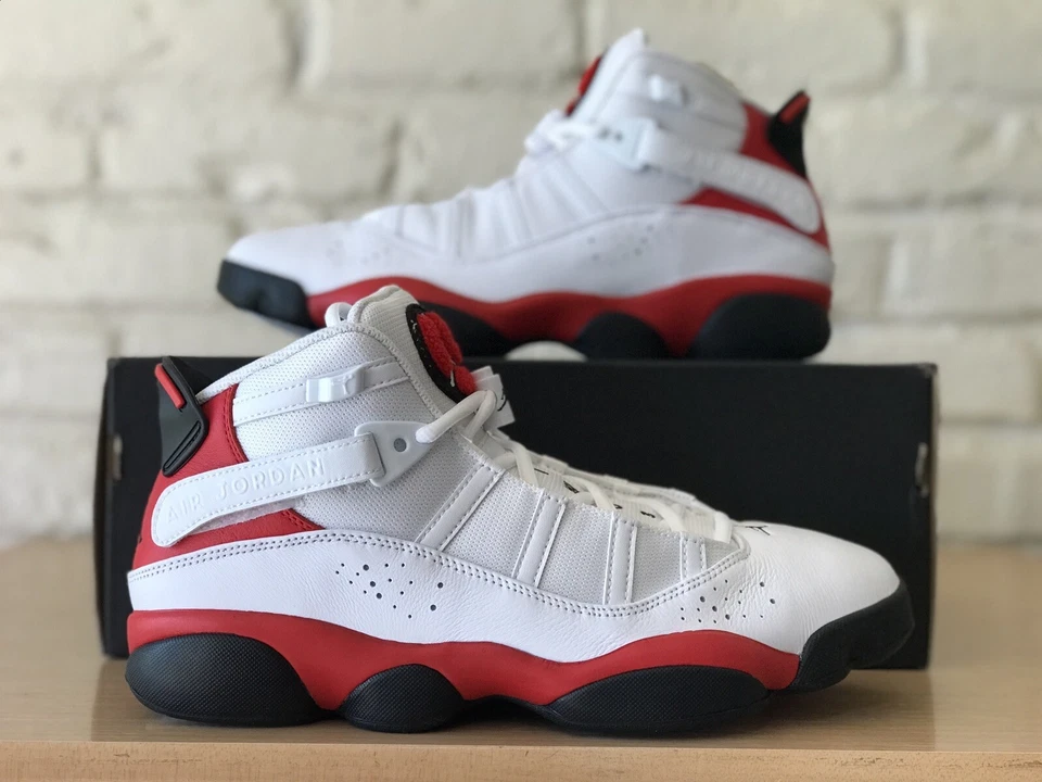 Nike Air Jordan 6 Rings Cherry Men 9.5 White Black University Red 322992-126 New - Image 1 of 4