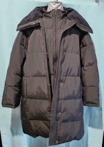 XL Liz Claiborne Black Puffer Coat with Suede Collar - Double Zipper - Picture 1 of 5