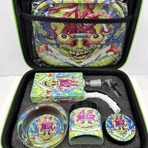 Juice Box Graphic 7pc Tobacco Smoking Kit Collectors Set w/ Zip Up Travel Bag - Picture 1 of 11
