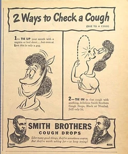Smith Brothers Hustentropfen schwarz oder Mentholbärte Vintage Druck Anzeige 1945 - Bild 1 von 4