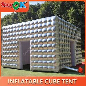 8FT/13FT Silver Commercial Inflatable Cube Tent for Party Events Outsides Giant