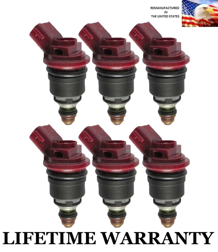 Genuine Set of 6 Jecs Fuel Injectors for Nissan 240SX 300ZX Q45  - Imagem 1 de 1