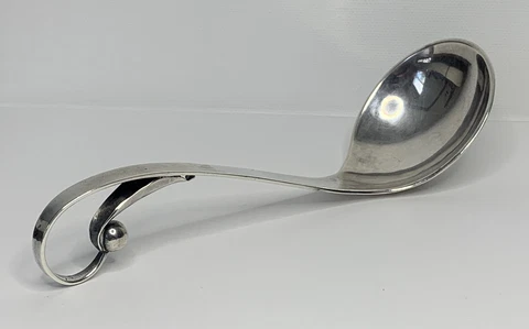 Rare! WILLIAM G. DeMATTEO Sterling Silver Hand Hammered Ladle, MCM, 60s, 59g, 6” Cover