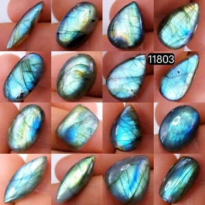 Lotto 16 Pezzi 155 Cts Pietre Preziose Cabochon Labradorite Naturale 27X10-15X13mm #R-11803 - Foto 1 di 4