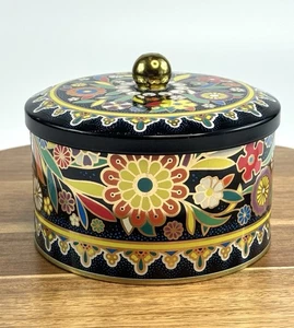 Vintage Daher Lidded Tin Canister Floral Made In England - Picture 1 of 8
