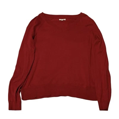Suéter Lucky Brand Para Mujer’s M Rojo Cuello en V Ligero Tejido Pullover Invierno Foto 1 de 4