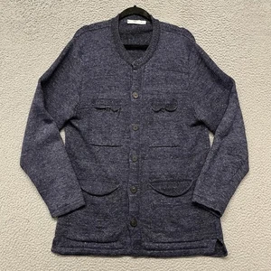 Inis Meain Sweater Mens L Blue Linen Cardigan Ireland Heritage Grandpa Preppy - Picture 1 of 14
